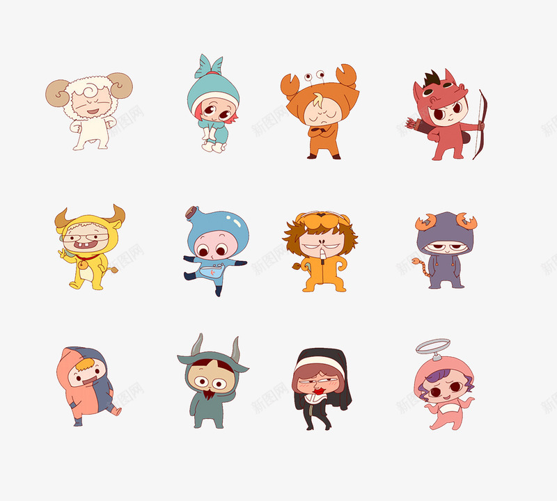 12星座插画星座png免抠素材_88icon https://88icon.com 12星座 卡通 可爱 小动物 插画