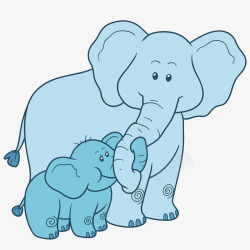 卡通用手绘大象和小象矢量图素材
