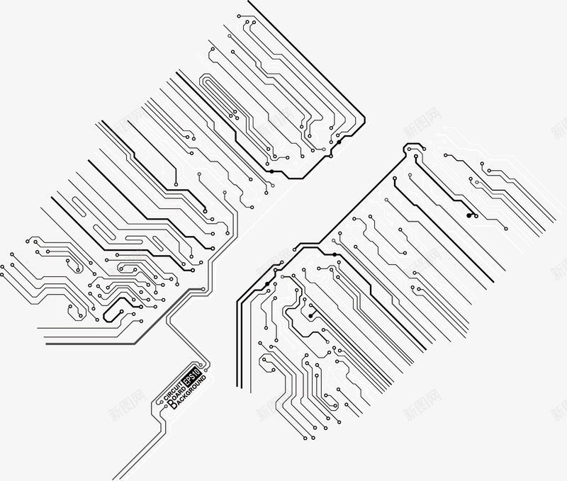 卡通电子元件线路矢量图ai免抠素材_88icon https://88icon.com 卡通 卡通线路图 手绘 技术 电子元件图 电子原件 电线 矢量图 科技 黑白