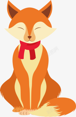 可爱红围巾小狐狸素材