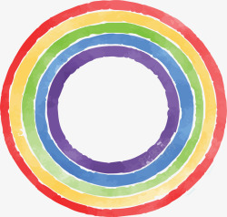 圆形手绘彩虹边框矢量图素材