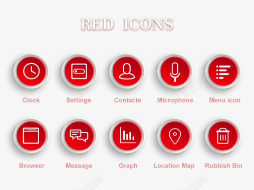 红色爱心红色系圆形图标合集PSD图标