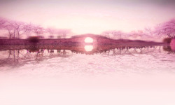 粉紫色桥梁海报背景七夕情人节素材
