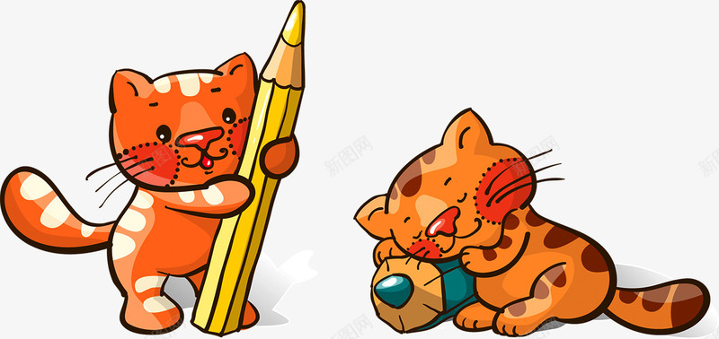 小猫写字矢量图ai免抠素材_88icon https://88icon.com 写字 小猫 猫 睡觉 铅笔 矢量图