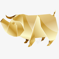 金色折纸猪矢量图素材