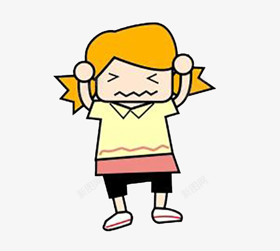 烦恼的女孩png免抠素材_88icon https://88icon.com 害怕的人 橘色头发 烦恼的 粉色裙子 黄颜色上衣