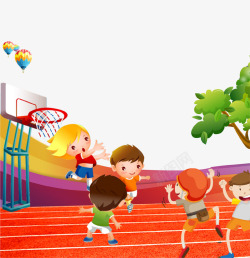 卡通儿童篮球比赛插画素材
