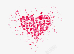 红色贺卡碎花瓣拼桃心图案高清图片