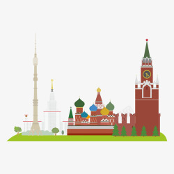 卡通旅游景点卡通俄罗斯建筑旅游景点元素矢量图高清图片