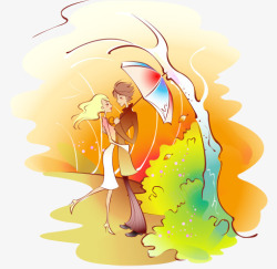 打伞的恋人素材