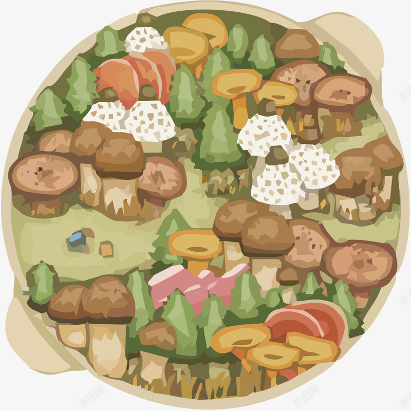 蘑菇森林矢量图eps免抠素材_88icon https://88icon.com 手绘插画 森林 蘑菇 蘑菇png 矢量图