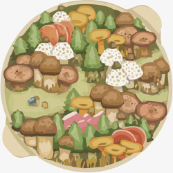 蘑菇森林矢量图素材