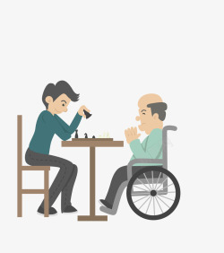 坐轮椅的老人卡通养老院照顾老人插图矢量图高清图片
