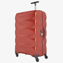 红色塑料条纹旅行行旅箱素材