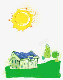 卡通太阳和房屋素材