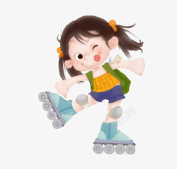 滑板小孩滑轮小女孩高清图片