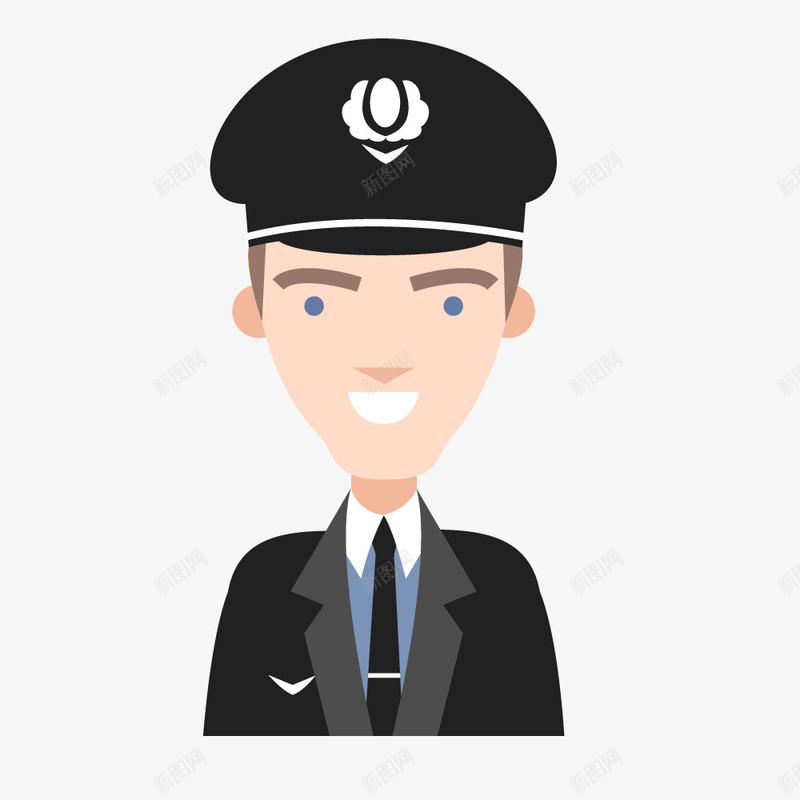 黑色警察制服笑脸png免抠素材_88icon https://88icon.com 制服 笑脸 警察 黑色