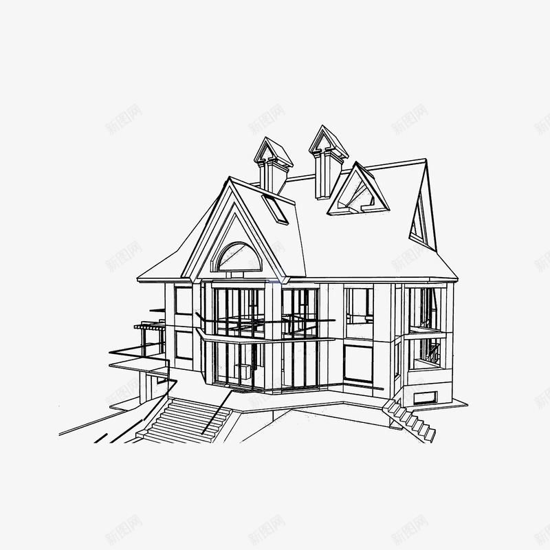 素描房子png免抠素材_88icon https://88icon.com 家居简笔画 手绘 欧式建筑 素描房子 线条