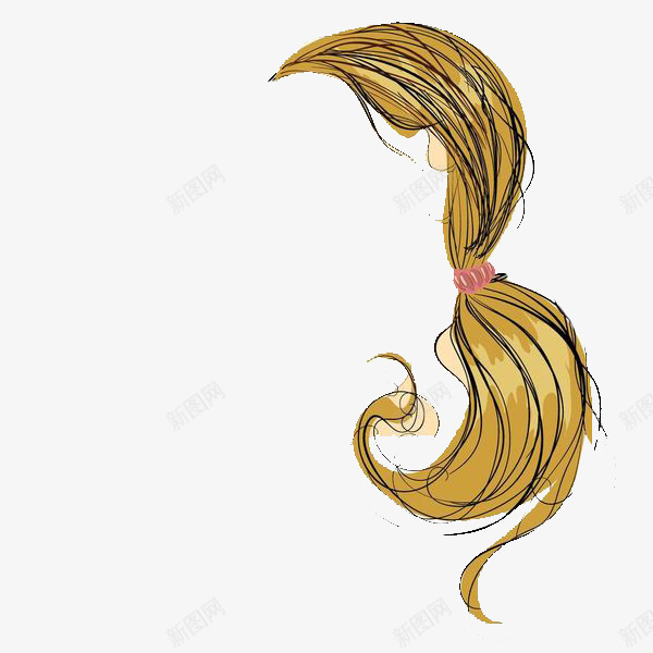 插画风格女士马尾png免抠素材_88icon https://88icon.com 头发造型 女士头发 女生发型 长发造型