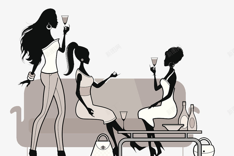 手绘插画喝酒聊天的女人png免抠素材_88icon https://88icon.com 一群女人 人物插画 喝酒 喝酒人情 女人 手绘 聊天 闺蜜聚会