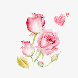 卡通手绘情人节玫瑰花素材