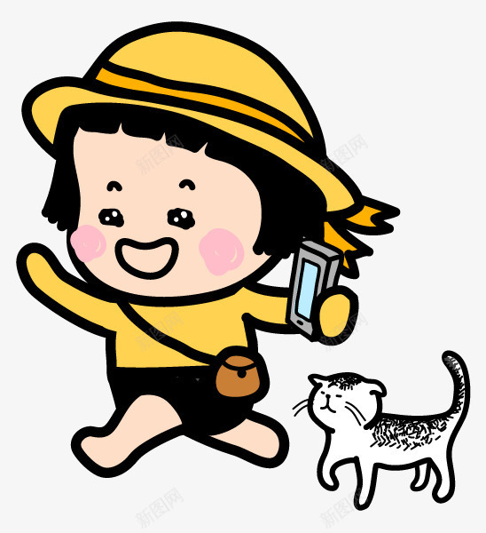 手绘女孩和猫png免抠素材_88icon https://88icon.com 女孩 小猫 手绘画 矢量装饰 装饰