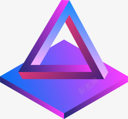 紫色三角25D紫色三角形立体插画矢量图高清图片