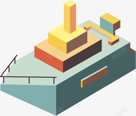 25D齿轮插画25D轮船立体图标矢量图图标