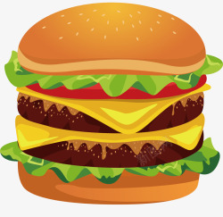水彩食物素材牛肉汉堡美食矢量图高清图片