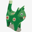 木雕绿色小猫png免抠素材_88icon https://88icon.com 动物 可爱猫咪 木雕 绿色