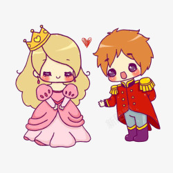 皇冠插画库卡通王子和公主高清图片