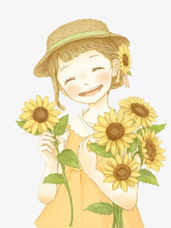 可爱动漫人物向日葵微笑女孩高清图片