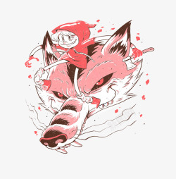 狐狸与小红帽素材