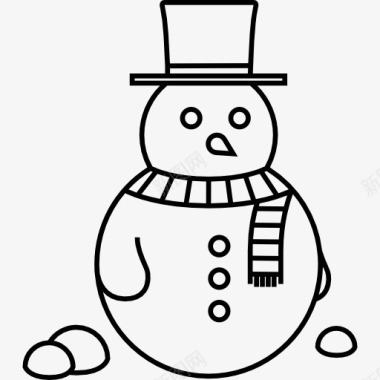 雪人雪人的围巾和帽子图标图标