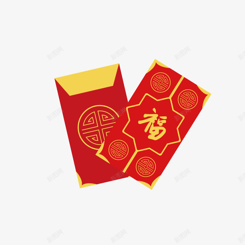 创意花边福字红包png免抠素材_88icon https://88icon.com 创意 喜庆 新年 春节 福字 红包手绘图 金色花边