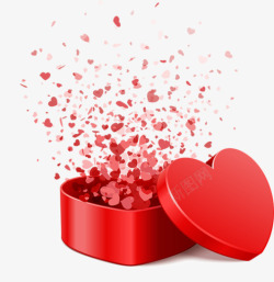 发光的爱心礼盒红色情人节爱心礼盒高清图片