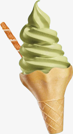 抹茶冰淇淋手绘绿色冰淇淋食物高清图片