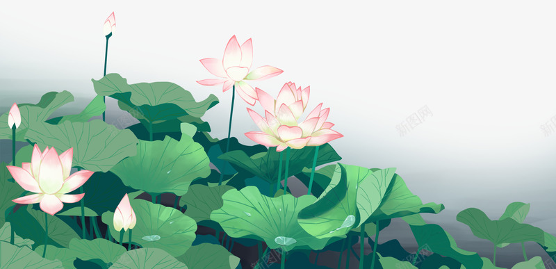 夏季手绘装饰荷塘插画psd免抠素材_88icon https://88icon.com 夏天 夏荷 手绘插画 荷叶 荷塘 荷花 装饰图案