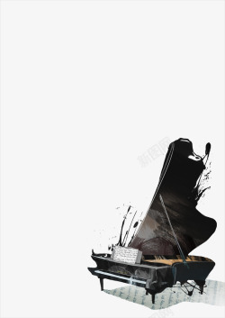 水墨乐器钢琴高清图片