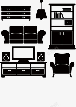 粉红色沙发床黑色家具图标高清图片