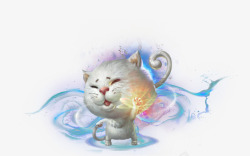 白色可爱表情手绘小猫素材