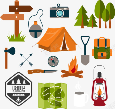 野营精美旅游主题图标元素图标