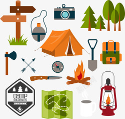 露营帐篷精美旅游主题图标元素高清图片