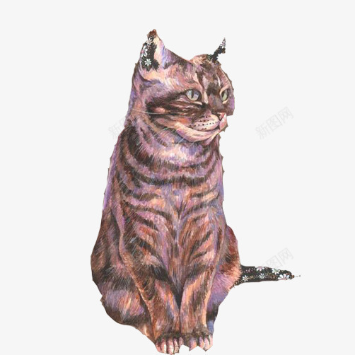 灰猫手绘片png免抠素材_88icon https://88icon.com 小猫 张望的猫 彩绘画 灰色猫