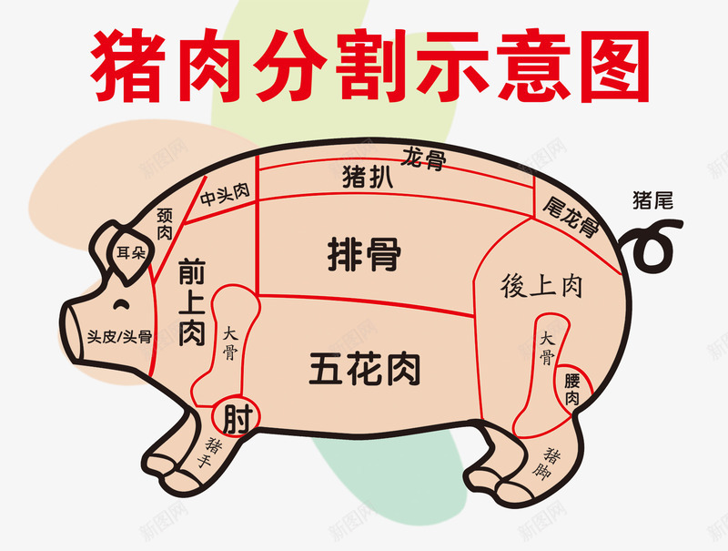 猪肉分割示意图png免抠素材_88icon https://88icon.com 分割示意图 猪肉 猪肉分类 粉色 超市