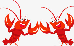 夏季红色龙虾手绘插画矢量图素材