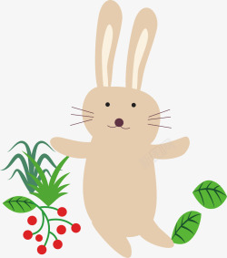 手绘机灵小兔子卡通动物小兔子插画矢量图高清图片