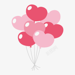 粉红气球手绘粉红色爱心气球装饰高清图片
