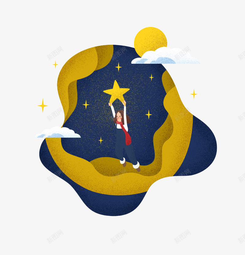 卡通手绘唯美星空插画psd免抠素材_88icon https://88icon.com 卡通手绘 唯美 太阳 奇幻 插画 星星 星空 晚安 漫画 祝你晚安