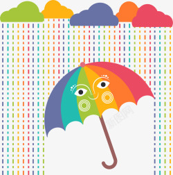 小清新彩虹雨伞装饰图案矢量图素材